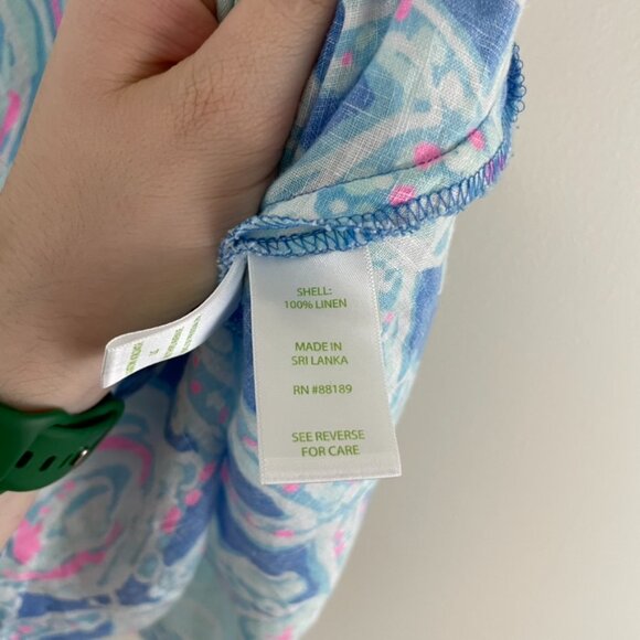 Lilly Pulitzer Patterson Linen Sleeveless Dress Into The Blue Size XS - Picture 4 of 6